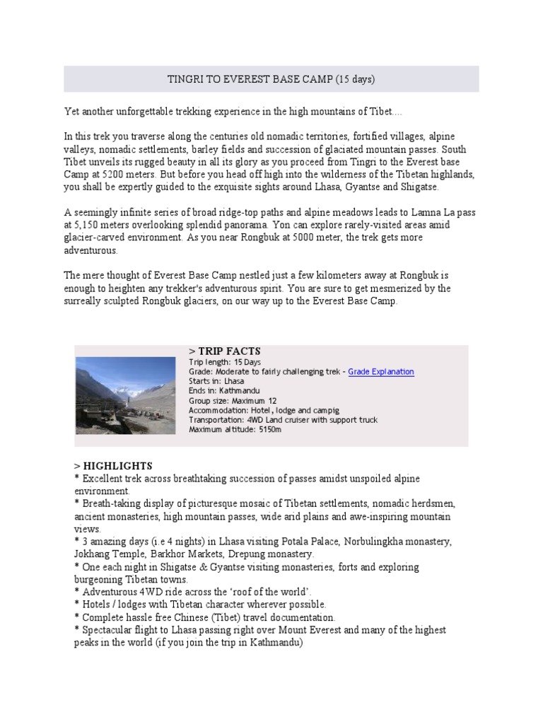 From Chengdu To Lhasa: An Epic Travel Guide Tingri To Everest Base Camp Trek Tour: A Challenge Worth Taking 4